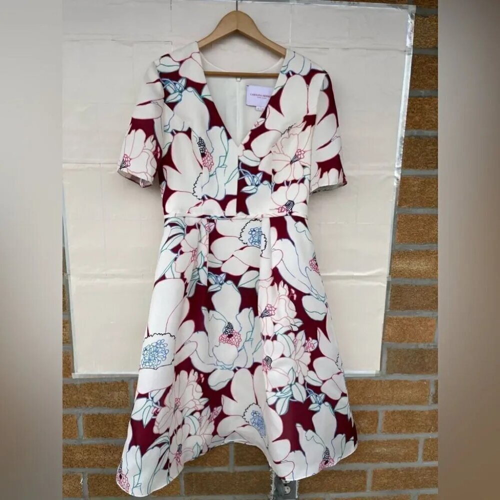 CAROLINA HERRERA Oleander Print Silk Fit & flare dress size 10